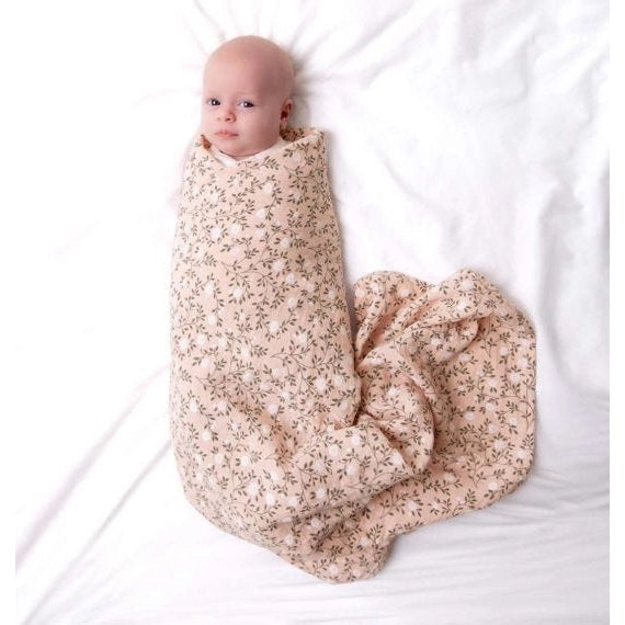 A Little Lovely Company Muslin Cloth XL: Blossom - Dusty Pink