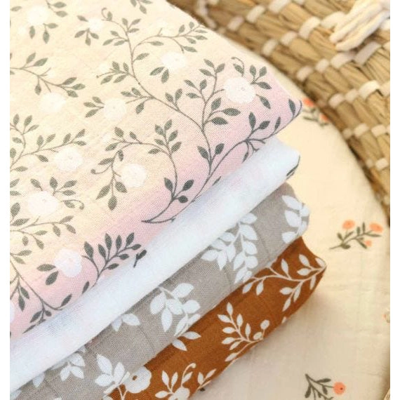 A Little Lovely Company Muslin Cloth XL: Blossom - Dusty Pink