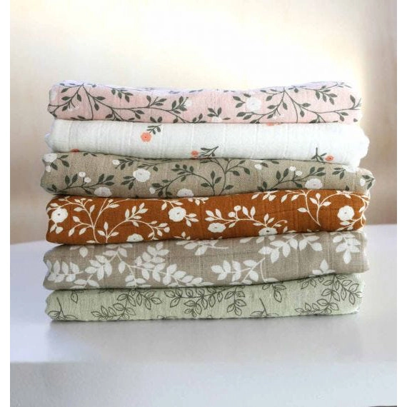 A Little Lovely Company Muslin Cloth XL: Blossom - Dusty Pink