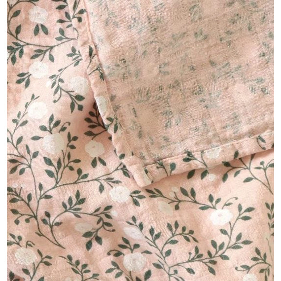 A Little Lovely Company Muslin Cloth XL: Blossom - Dusty Pink