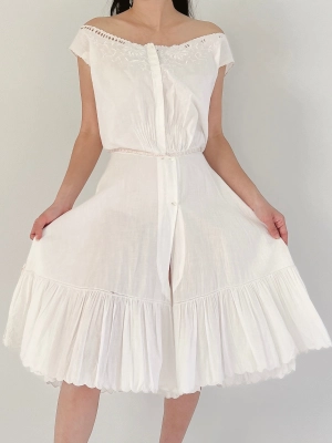 Antique Cotton Camisole Step-In - XS