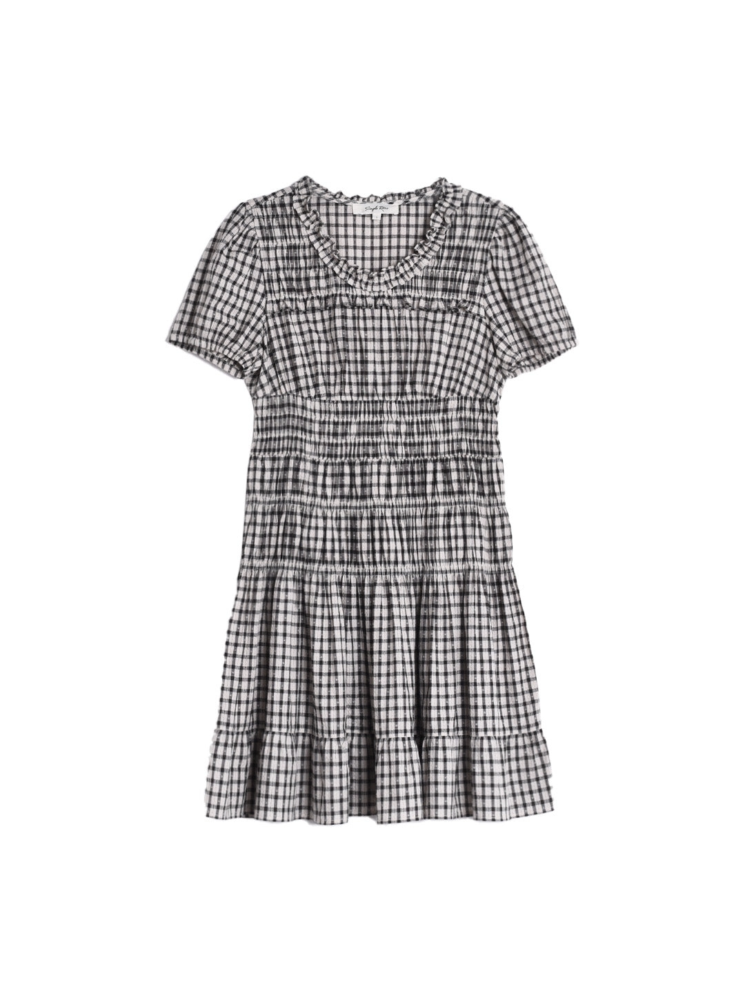 Avery Ruffle Round Neck Plaid Cotton Dress
