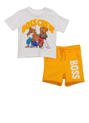 Baby Boy 0-12M Boss Crew Bear Chenille Patch Graphic Tee and Sweatshorts