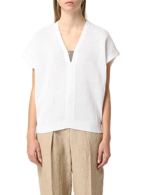 Brunello Cucinelli V-Neck Knitted T-Shirt