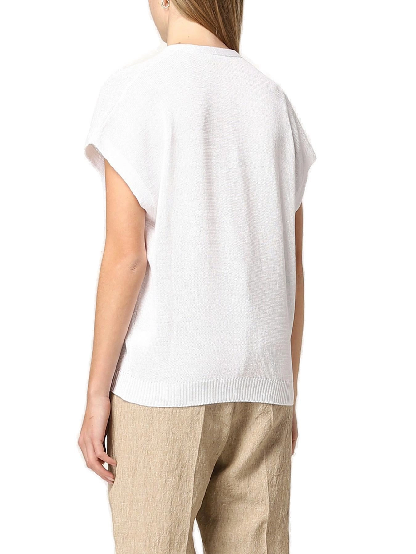 Brunello Cucinelli V-Neck Knitted T-Shirt