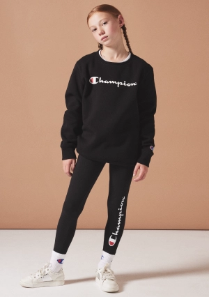 Champion Junior Script Logo Crew Black