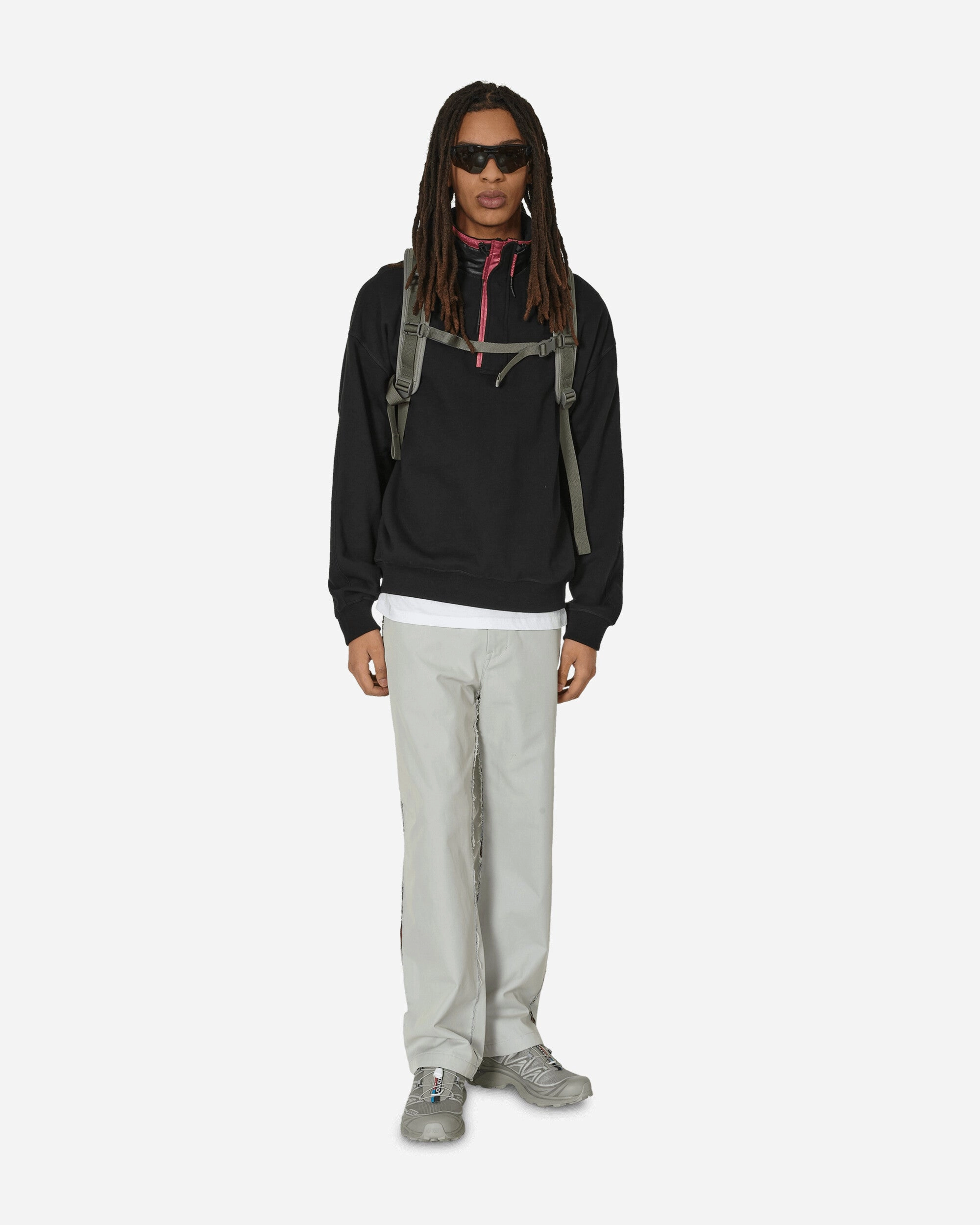 Contrast Mesh Panel Pants Light Grey