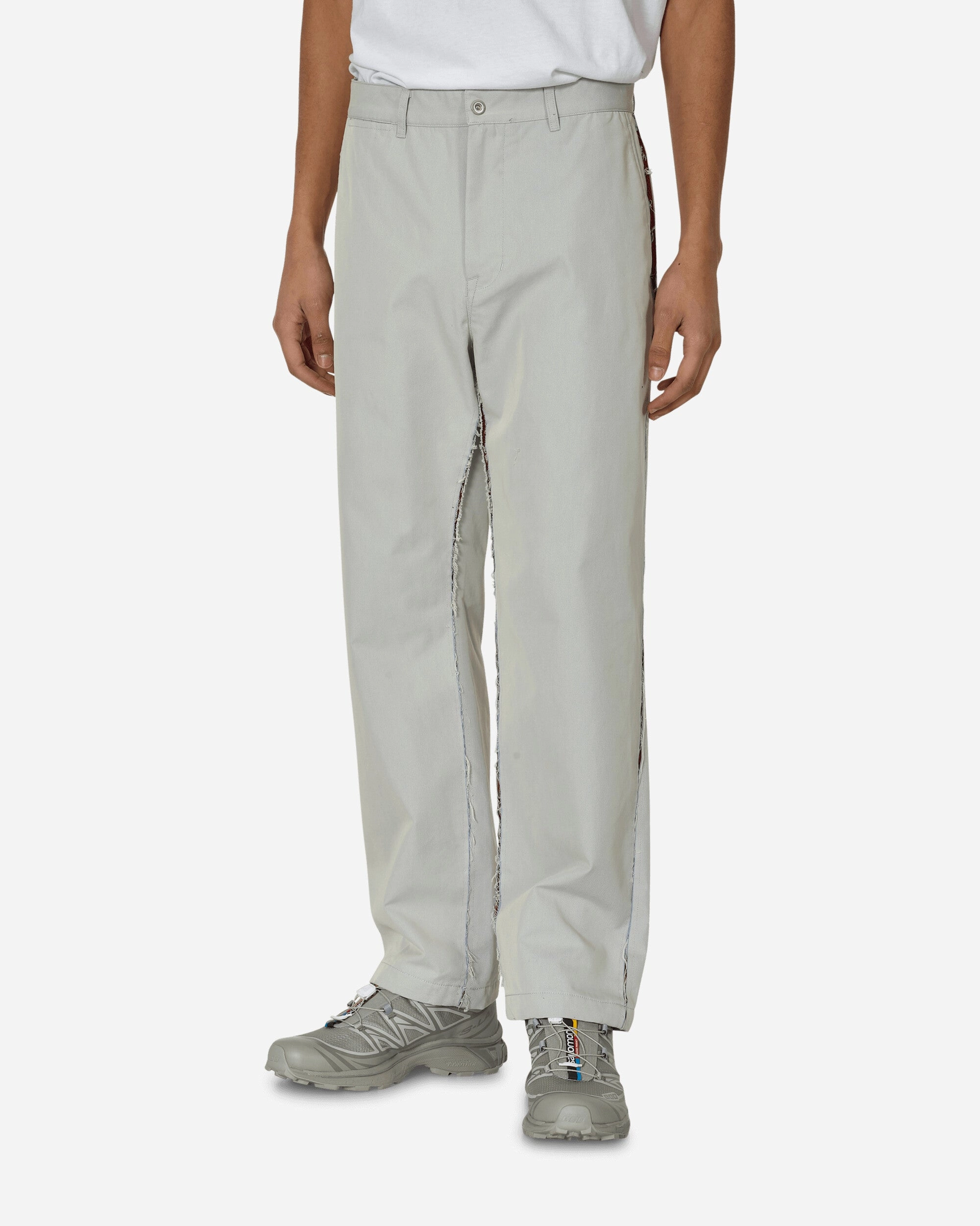 Contrast Mesh Panel Pants Light Grey