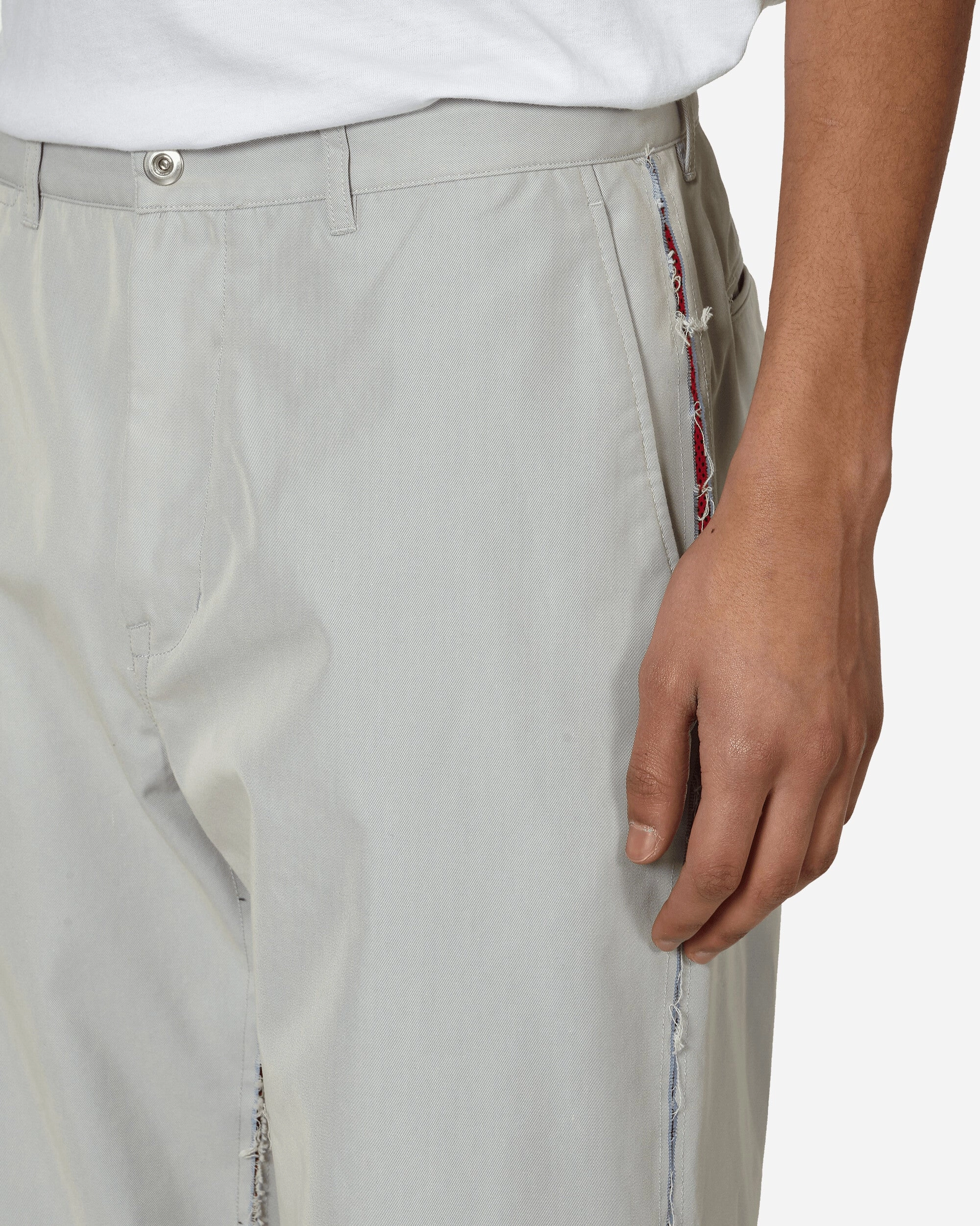 Contrast Mesh Panel Pants Light Grey
