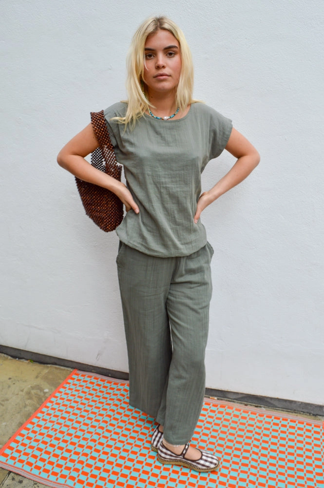 Fransa Manua Agave Green Culottes