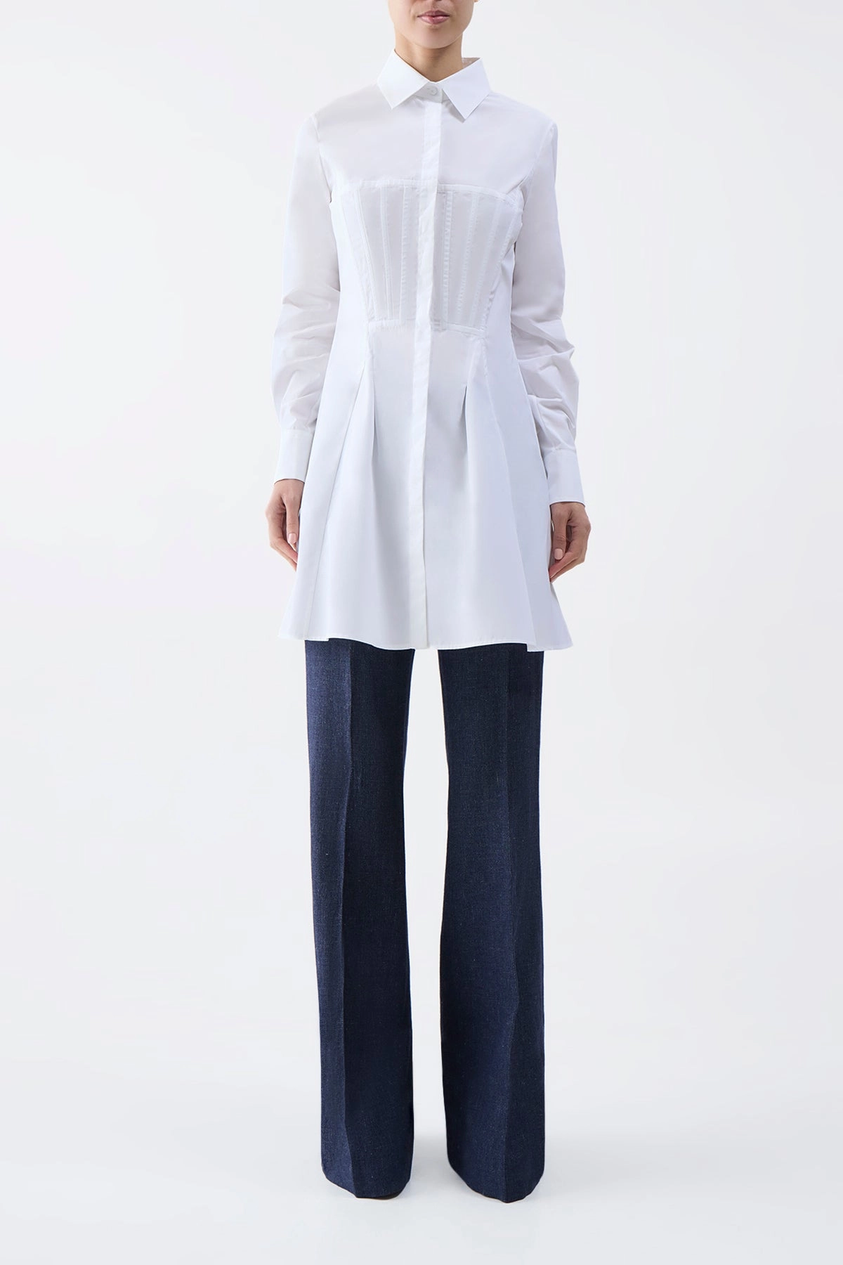 Garcia Top in White Sea Island Cotton Poplin