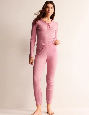 Jersey Pyjama Leggings-Light Pink Marl
