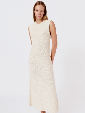 Knitted Organic Cotton Pinpoint Dress | Cream