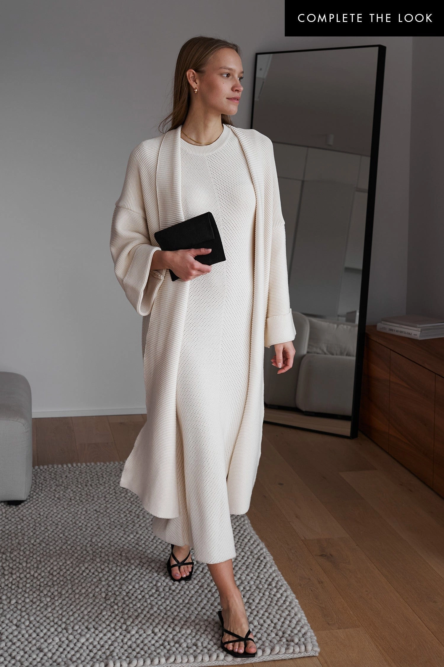 Knitted Organic Cotton Pinpoint Dress | Cream