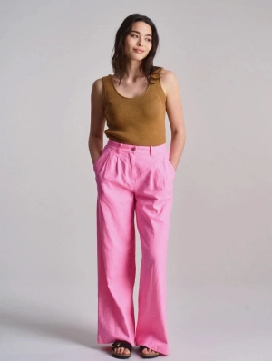 Lion Women's Organic Linen Cotton Trousers | Pink
