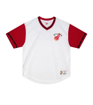 Mitchell and Ness Miami HEAT Mesh V-Neck