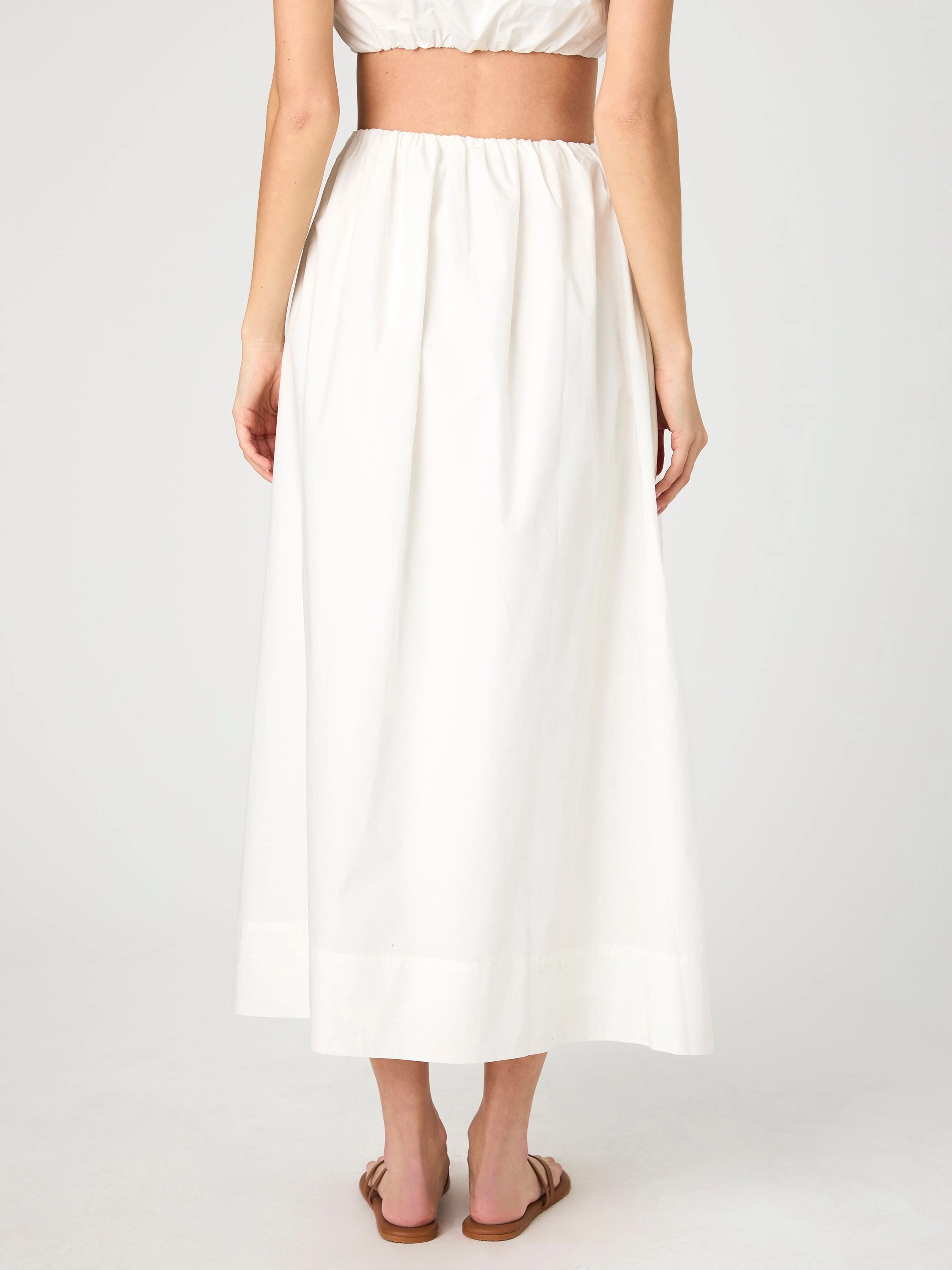 Nomi Cotton Ruched Midi Skirt