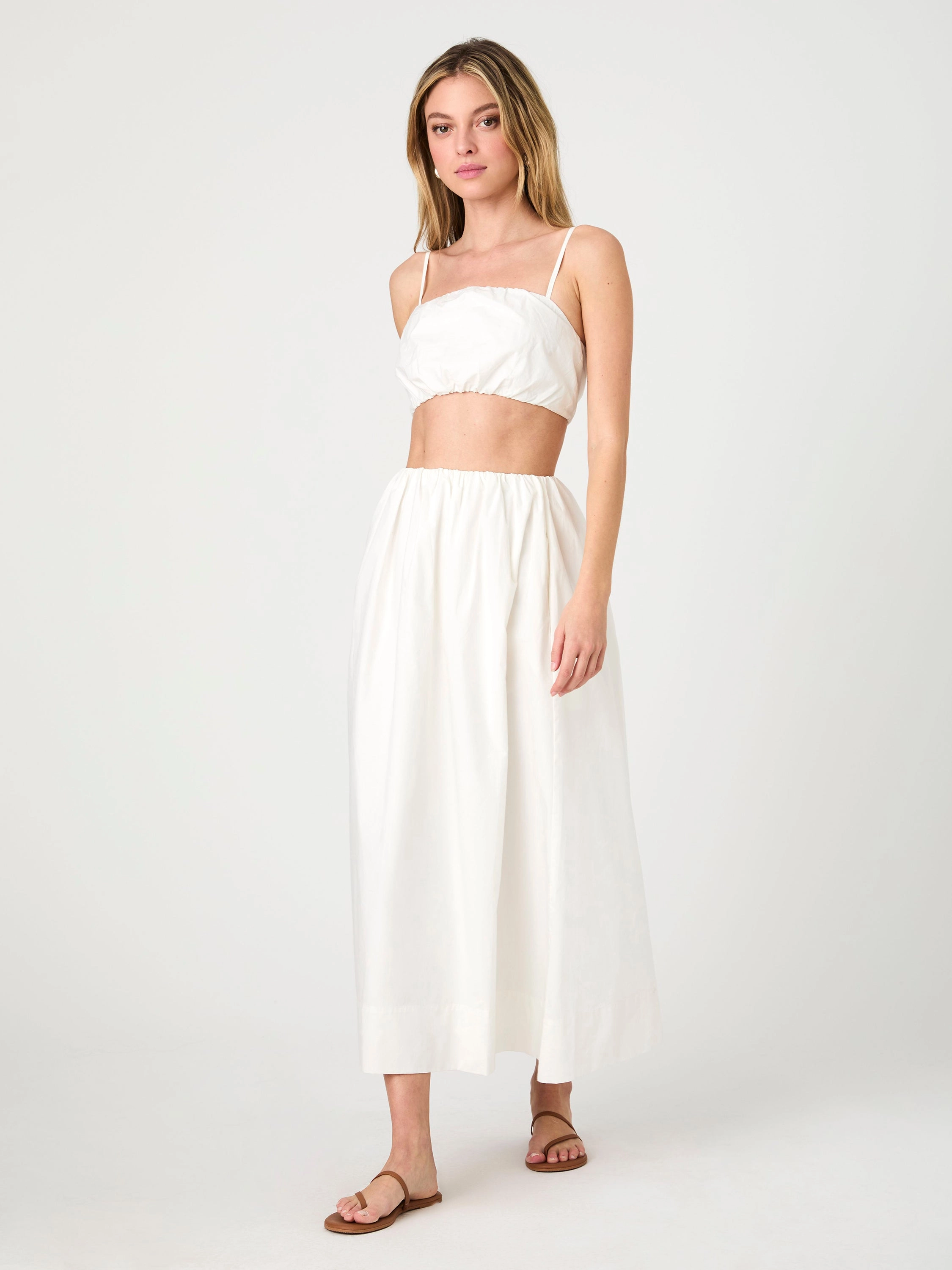 Nomi Cotton Ruched Midi Skirt