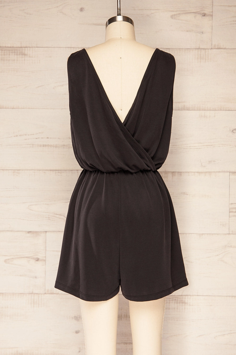 Opoczno Black | Sleeveless Plunging Neckline Romper