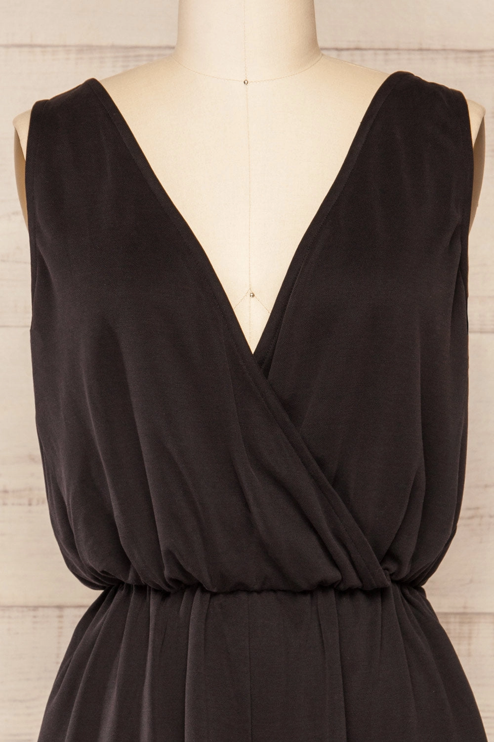 Opoczno Black | Sleeveless Plunging Neckline Romper