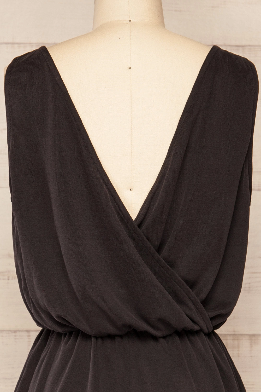 Opoczno Black | Sleeveless Plunging Neckline Romper