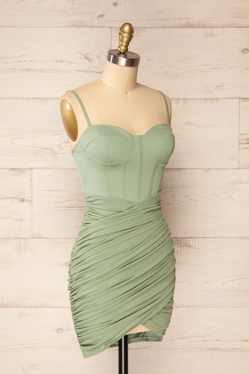 Panama Sage | Short Fitted Ruched Dress