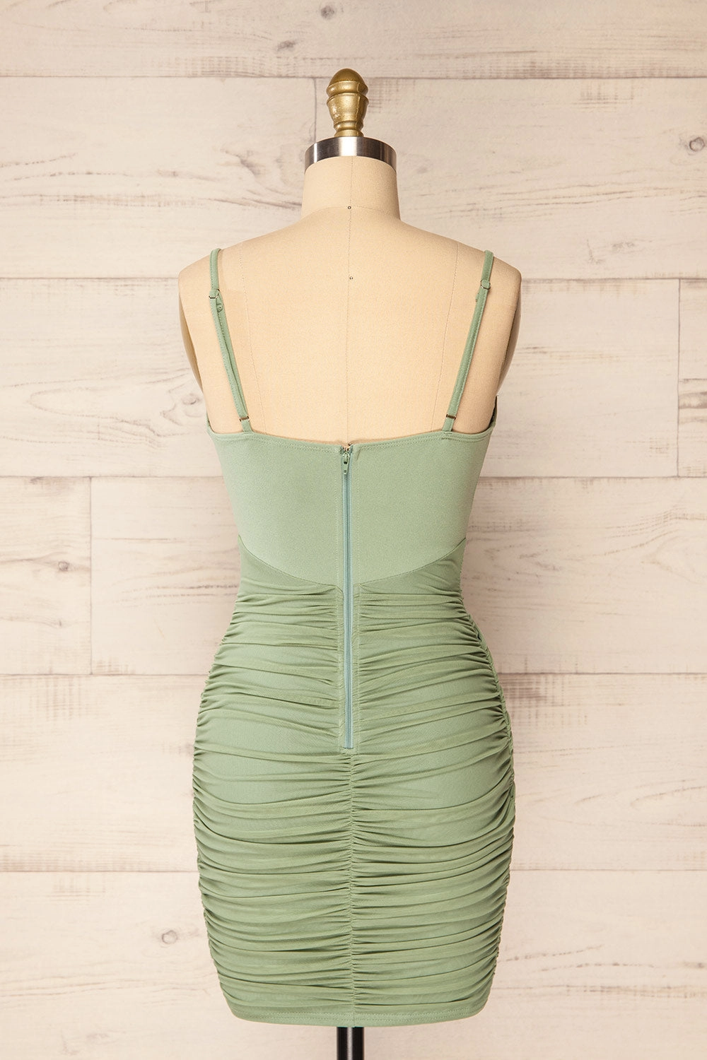 Panama Sage | Short Fitted Ruched Dress