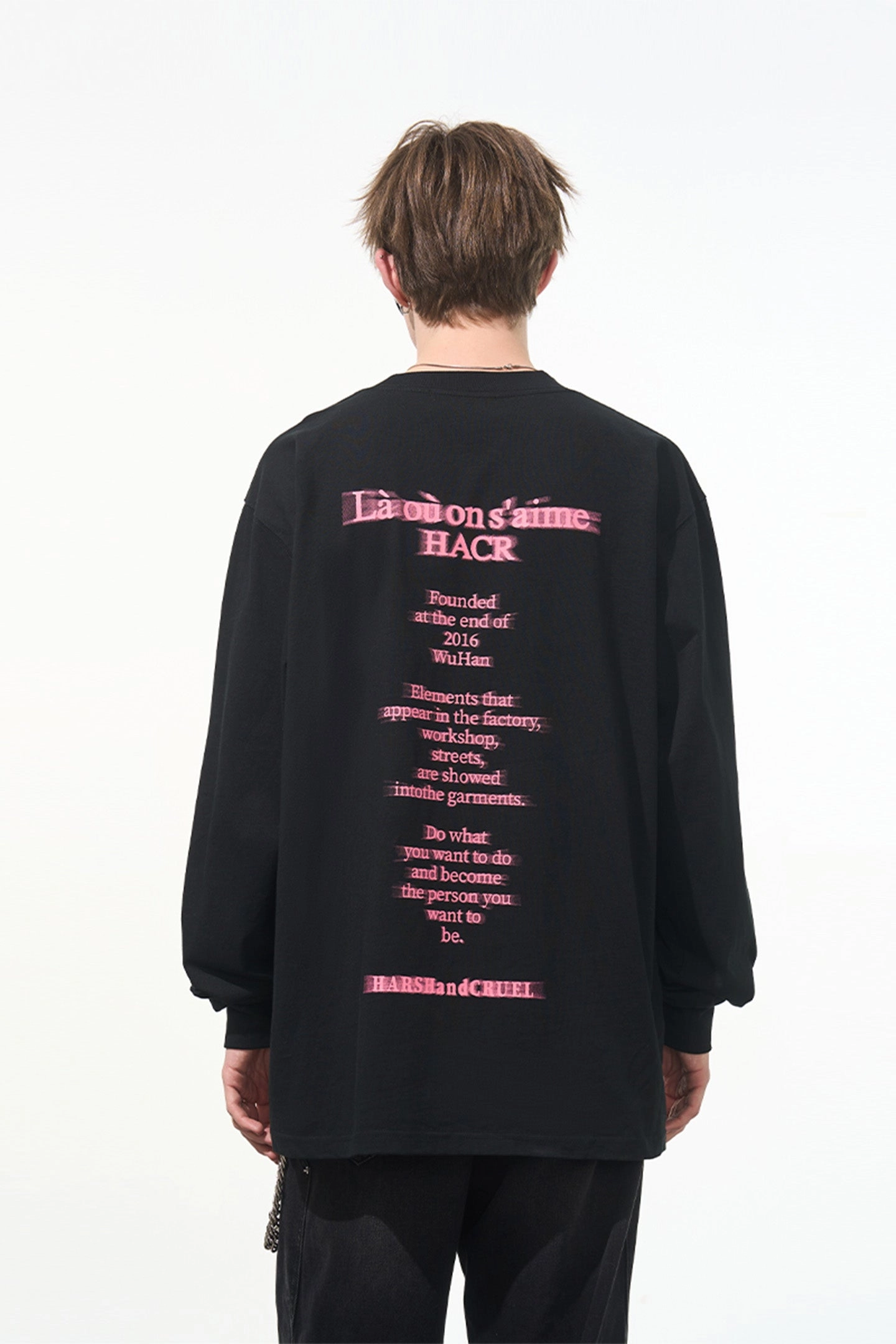 Phantom Pink Contrast Print Long Sleeve T-Shirt
