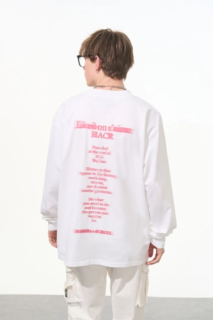 Phantom Pink Contrast Print Long Sleeve T-Shirt
