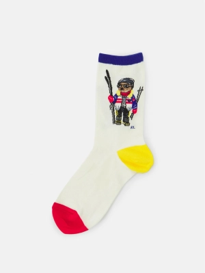 Polo Bear Cream Color Block Socks