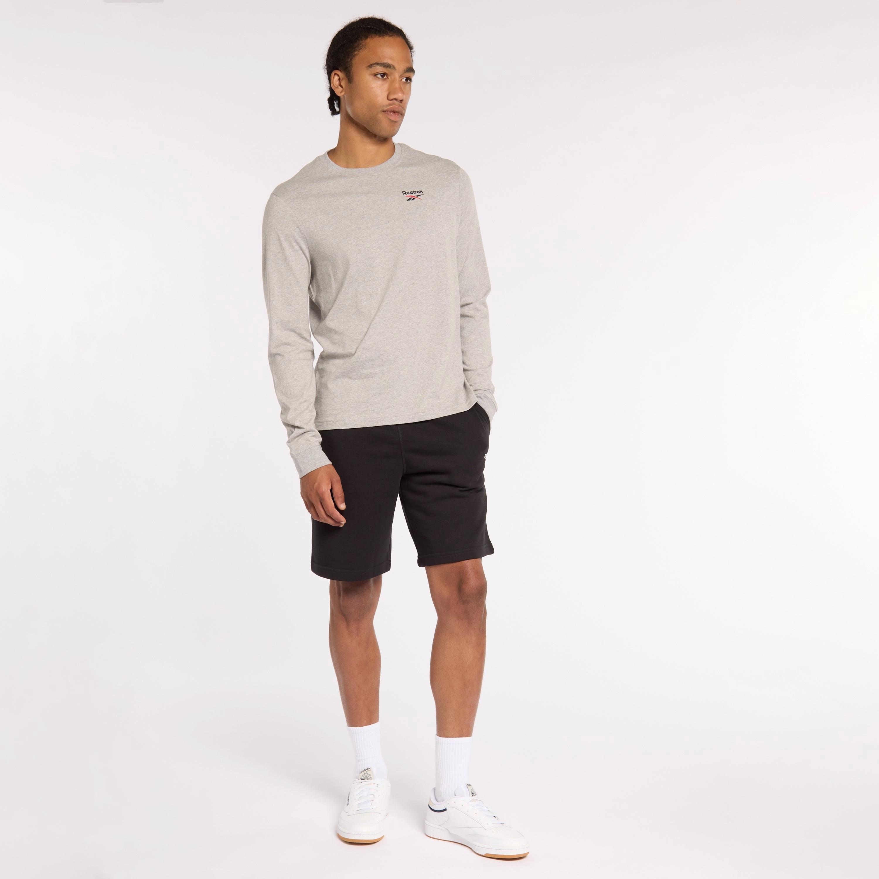 Reebok Idlong Sleeve T-Shirt Mgrey Heather/Vector Red