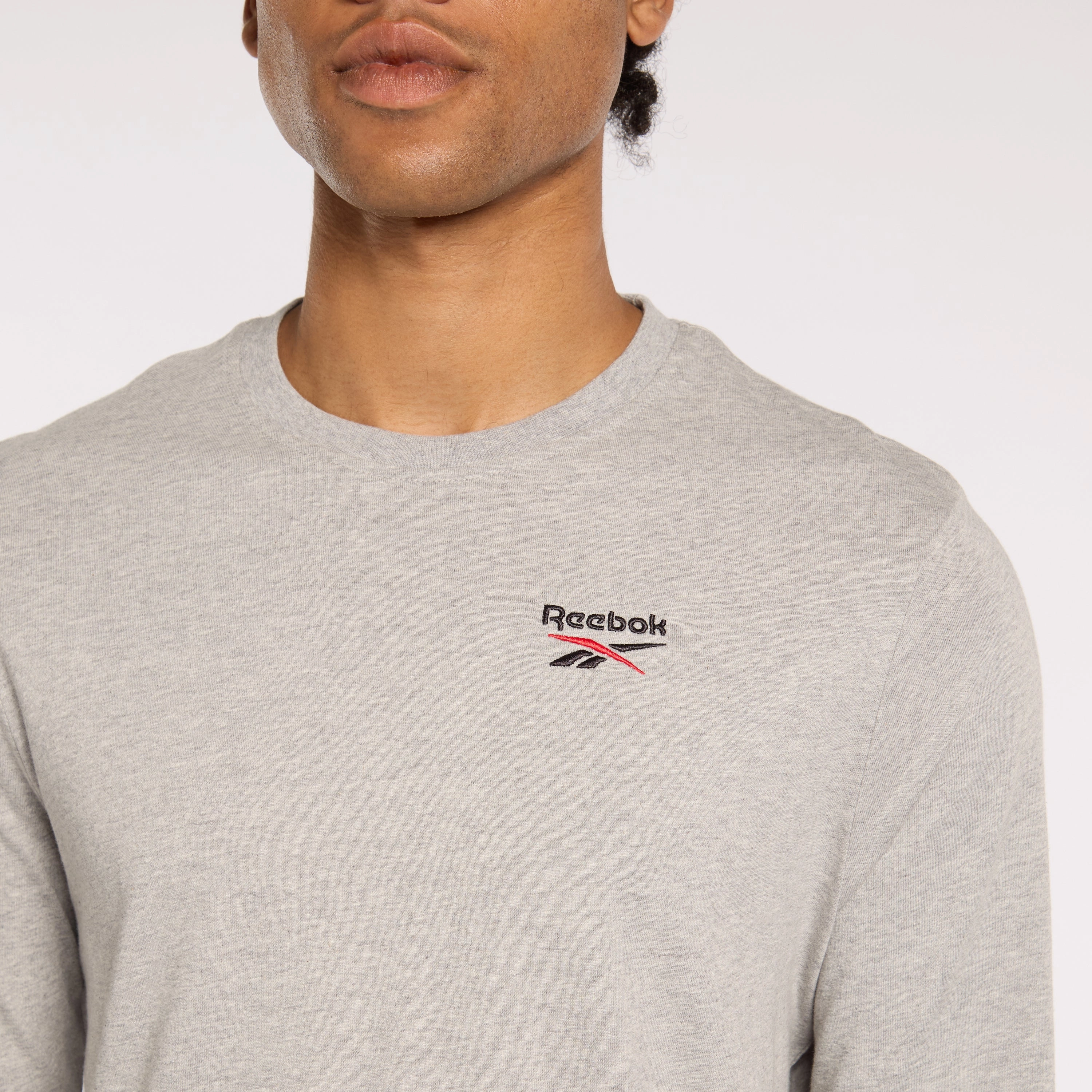 Reebok Idlong Sleeve T-Shirt Mgrey Heather/Vector Red