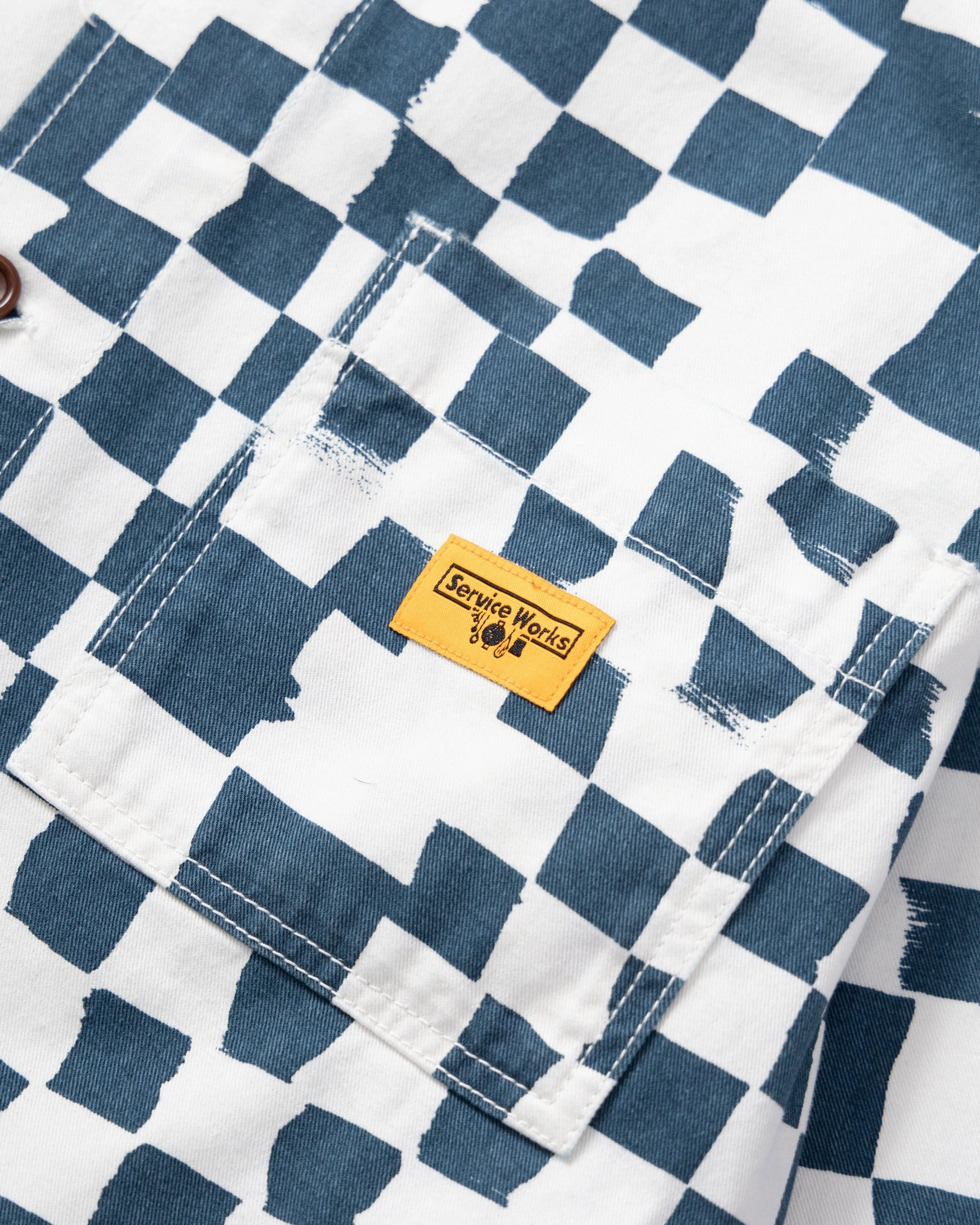 Service Works Drill Printed Front Of House Jacket - Teal Checker