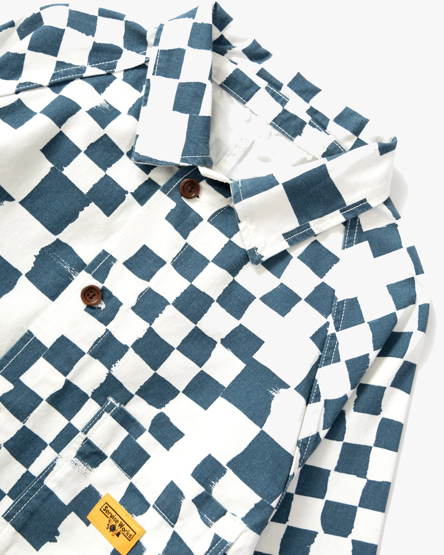 Service Works Drill Printed Front Of House Jacket - Teal Checker
