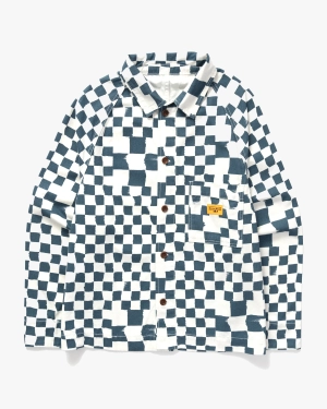 Service Works Drill Printed Front Of House Jacket - Teal Checker