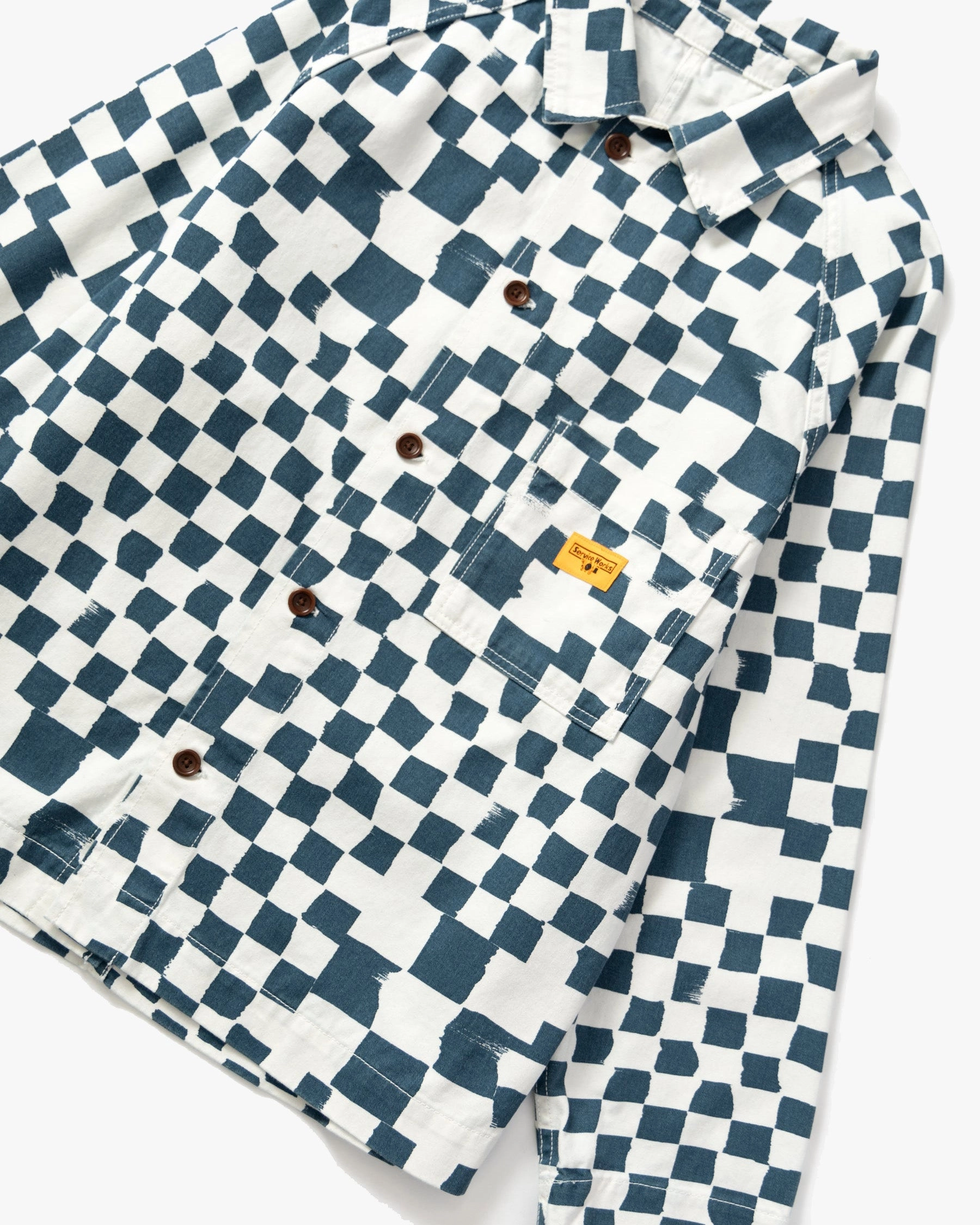 Service Works Drill Printed Front Of House Jacket - Teal Checker