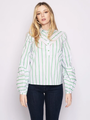 Shirt with Green Balloon Sleeves