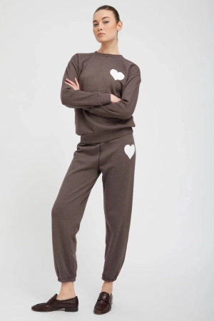 SPRWMN - Heather Brown Heart Sweatpants