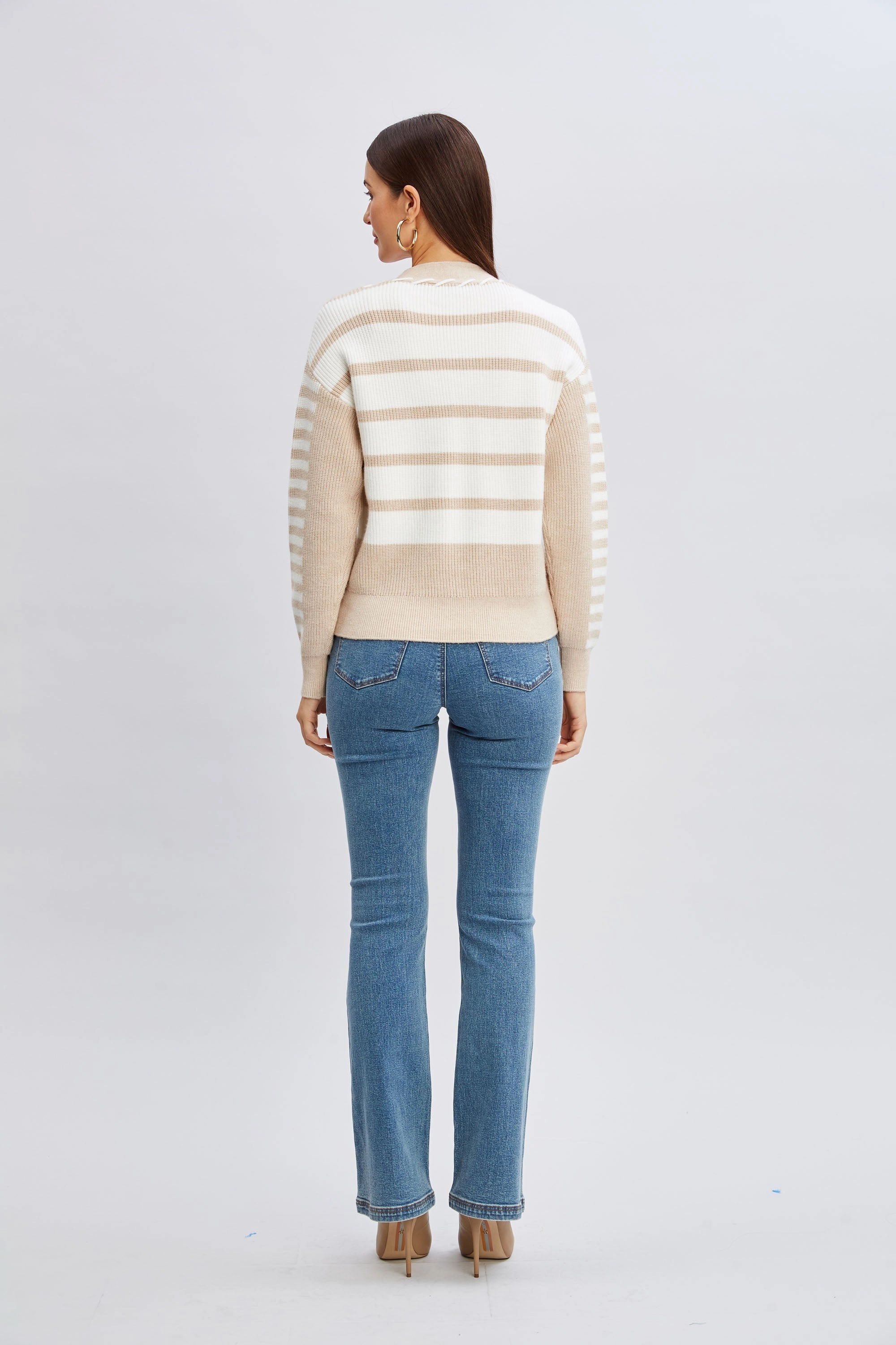 T-Tahari Stripe Stitch Cardigan