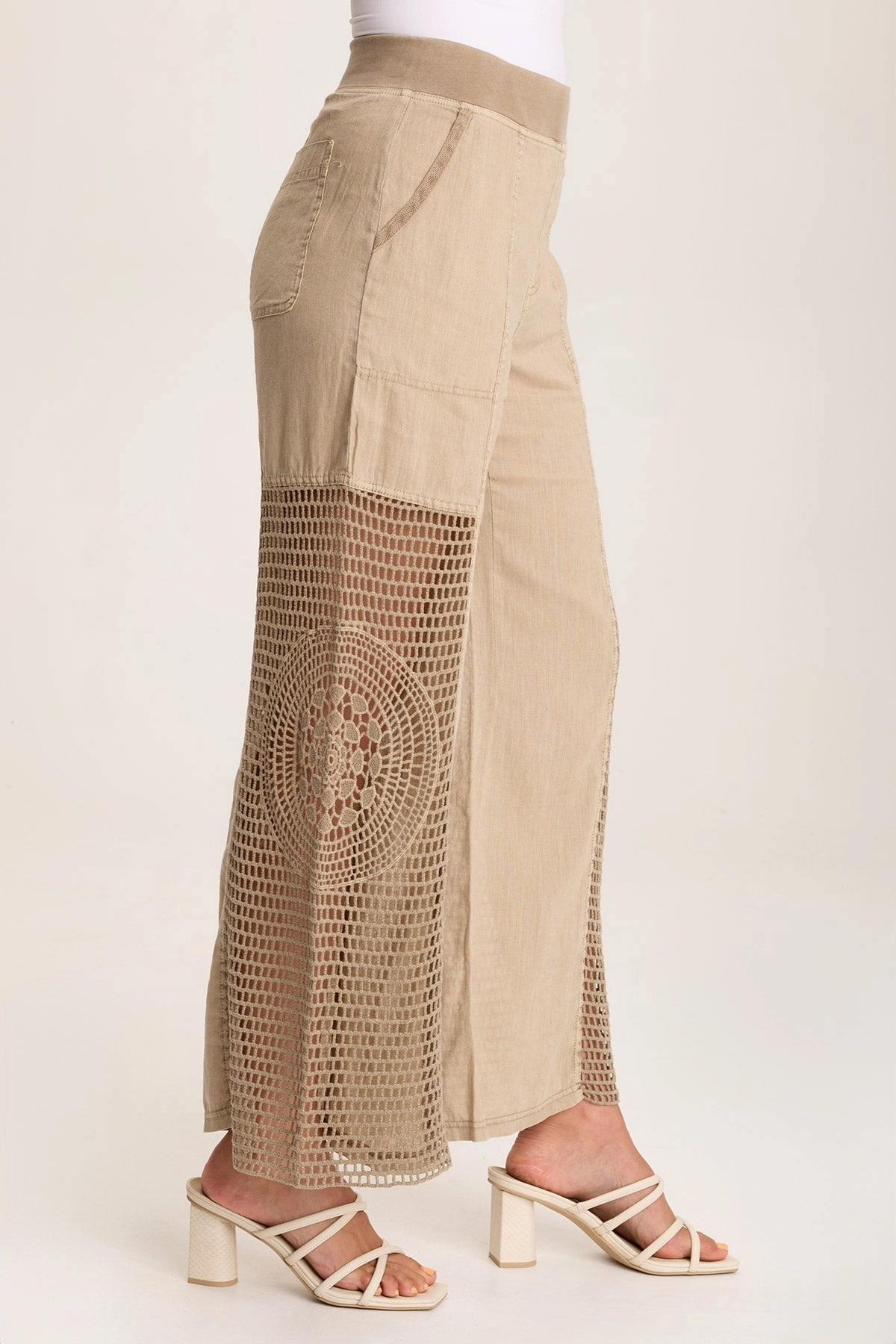 Tangent Linen/Crochet Wide Leg Pant
