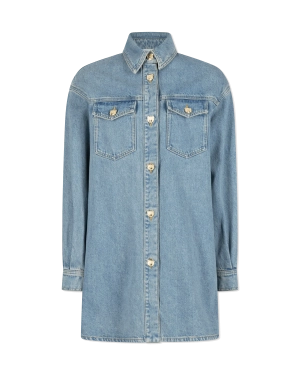 Teddy Buttons Blue Denim Shirt Dress