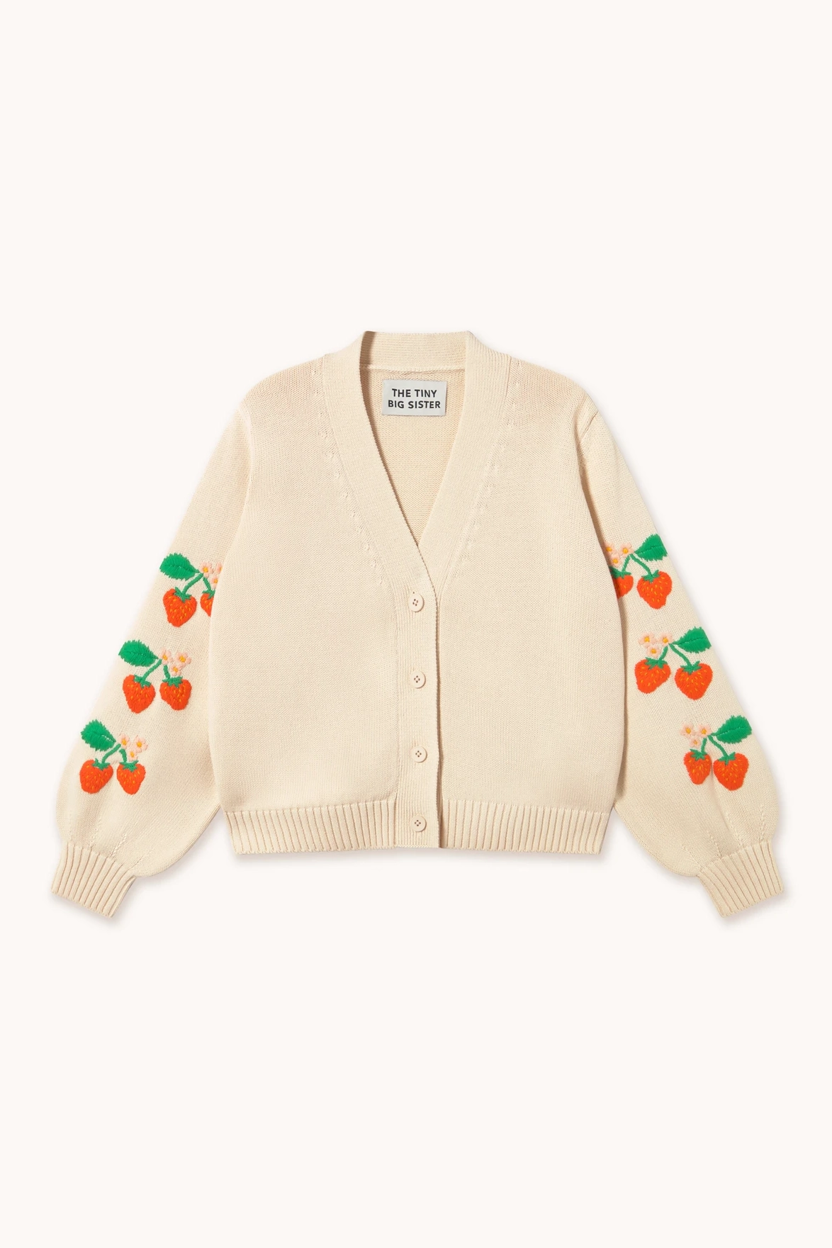 The Tiny Big Sister Strawberries Cream Cardigan