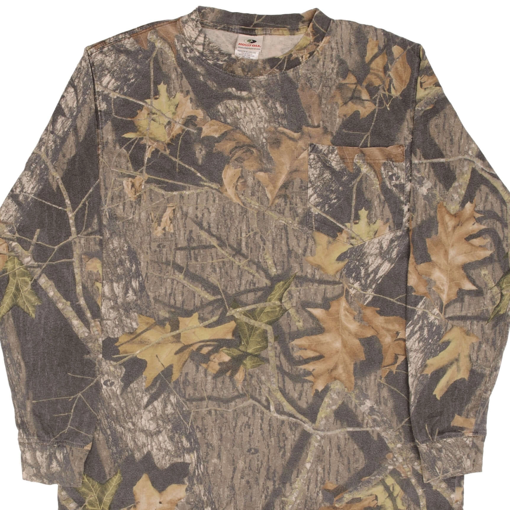 VINTAGE HUNTING MOSSY OAK BREAK UP CAMO LONG SLEEVE POCKET TEE SHIRT SIZE XL