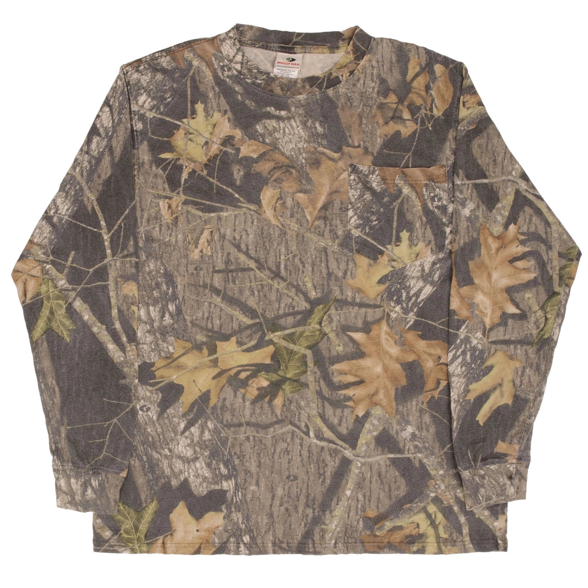 VINTAGE HUNTING MOSSY OAK BREAK UP CAMO LONG SLEEVE POCKET TEE SHIRT SIZE XL
