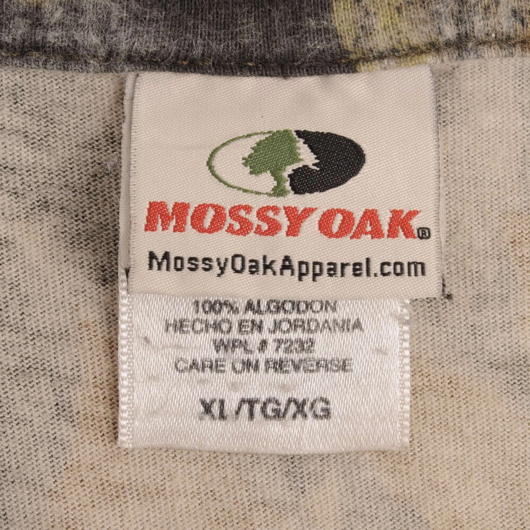 VINTAGE HUNTING MOSSY OAK BREAK UP CAMO LONG SLEEVE POCKET TEE SHIRT SIZE XL