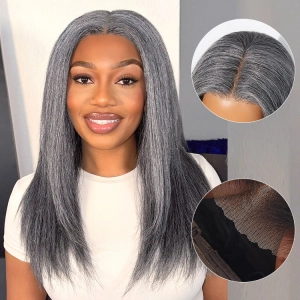 Weekly Special | Salt and Pepper Straight Glueless Minimalist HD Lace T Part Grey Wig Pre-Cut Lace