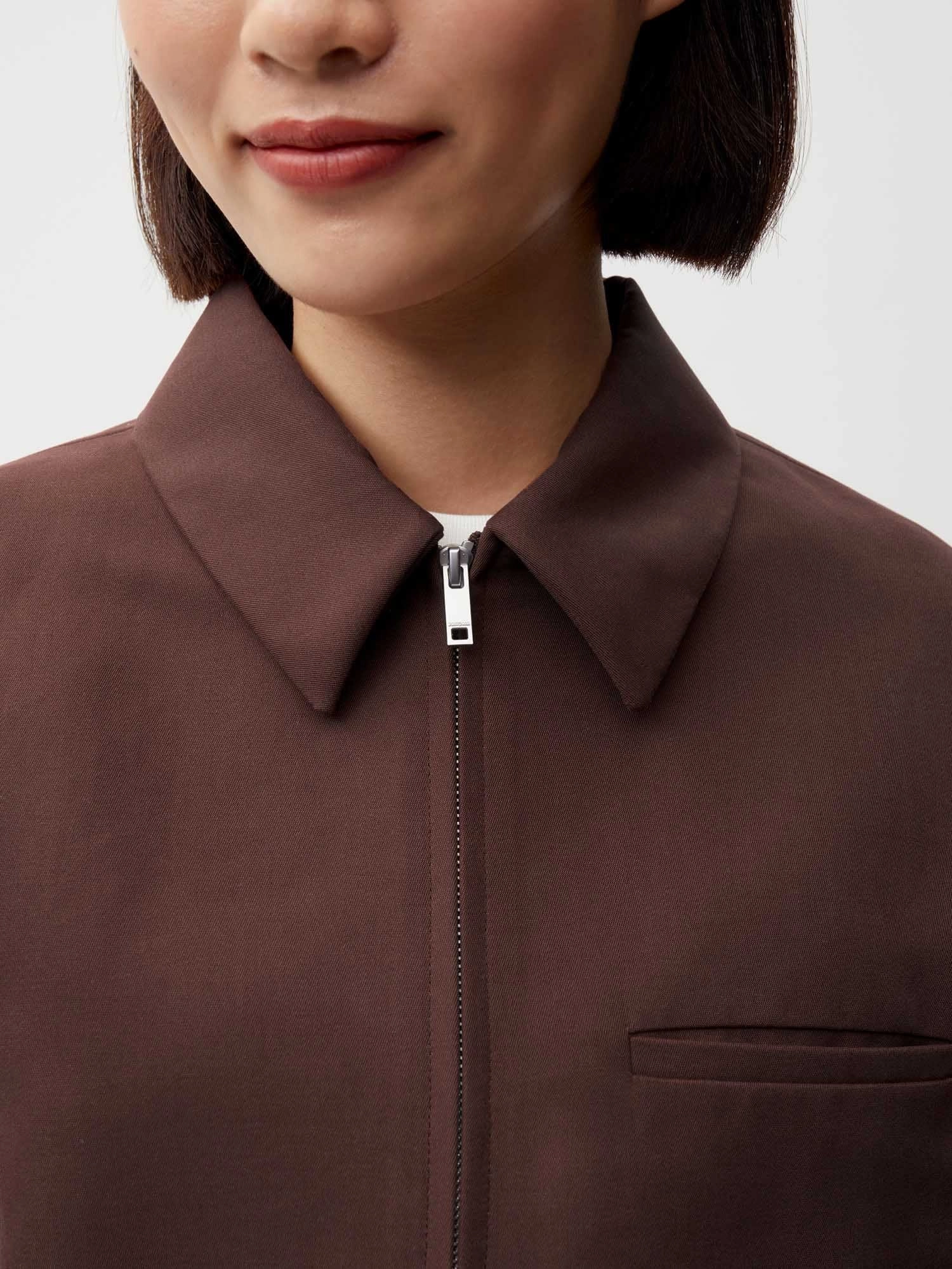 Womens Organic Cotton Harrington Jacket—chestnut brown