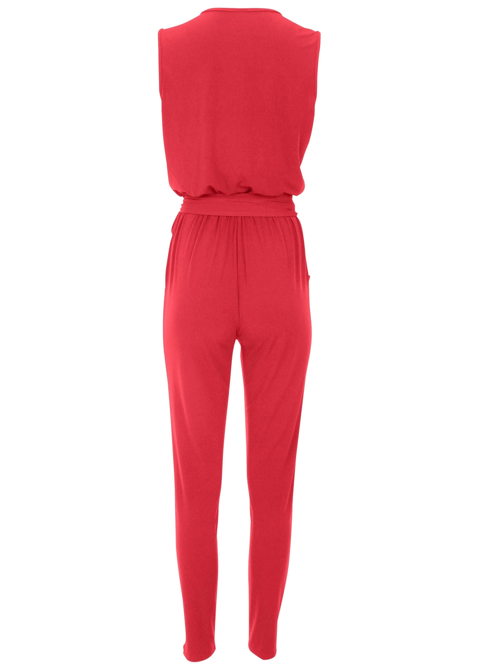 Wrap Tie Jumpsuit - Red