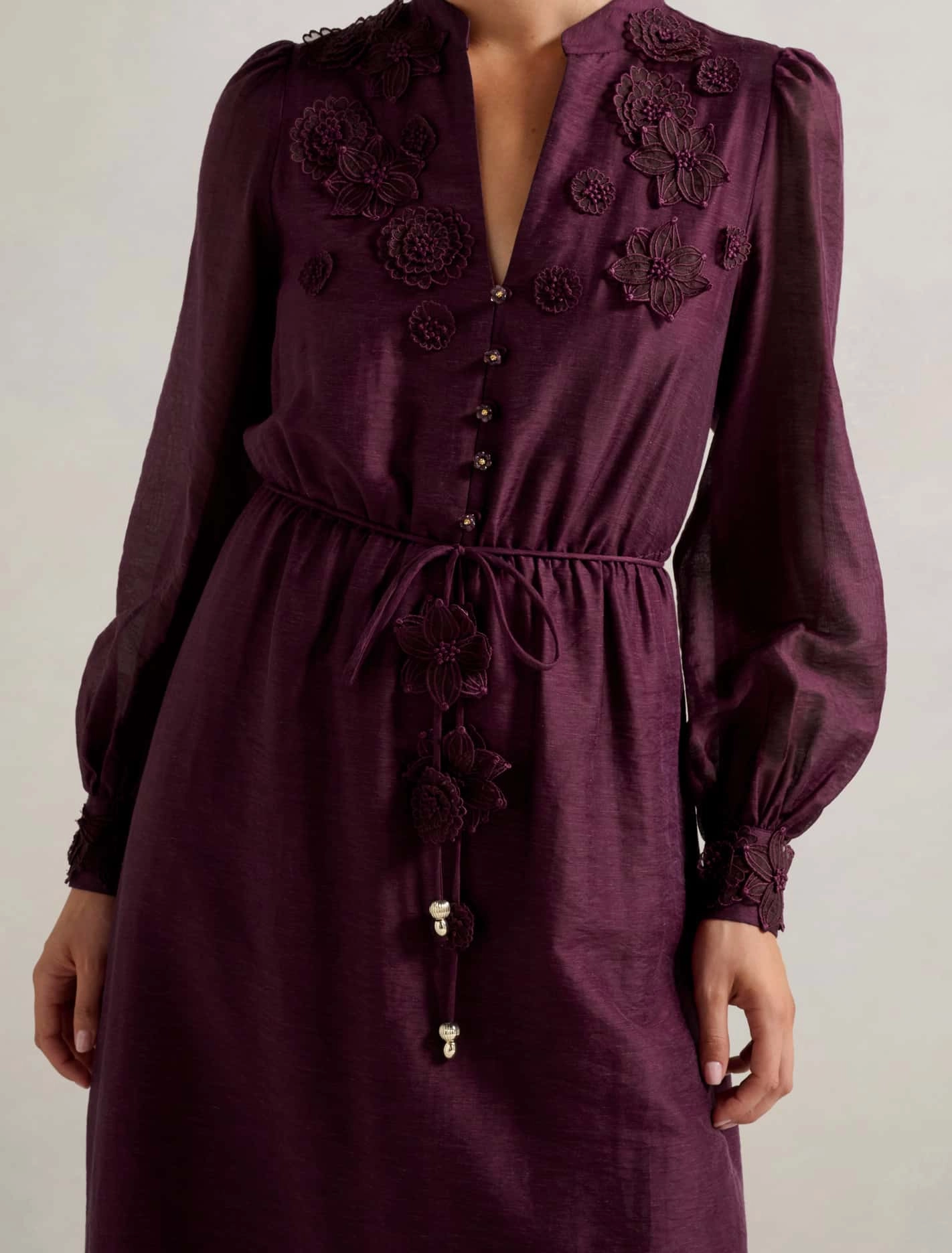 Yasmin Floral Applique Midi Dress