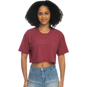 ZooZatz Women's Noles Short Sleeve Boxy Crop T-shirt - Garnet